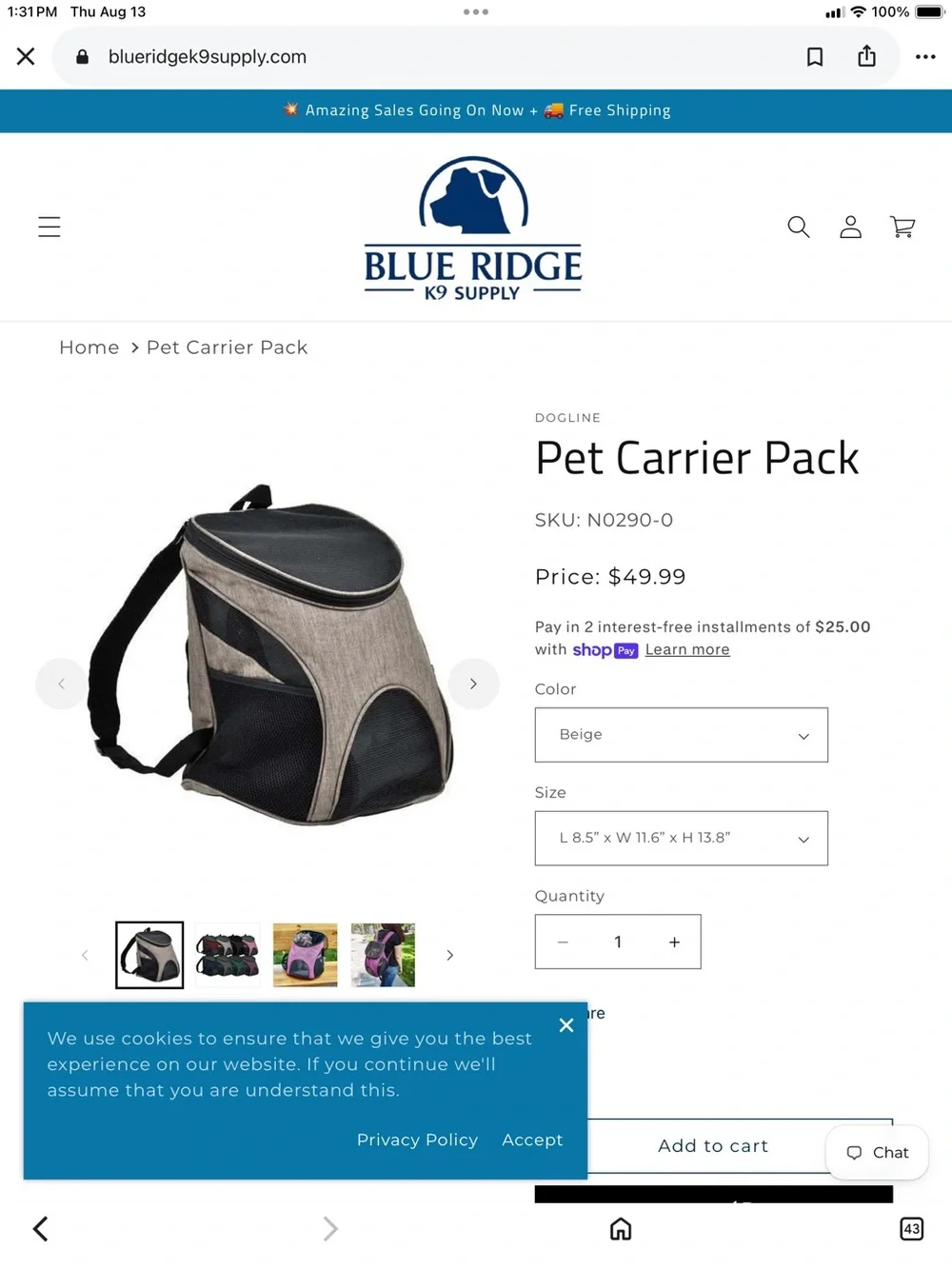 ‘Dogline’ Pet Carrier Backpack